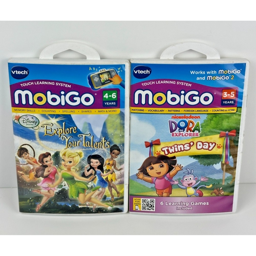 Vtech MobiGo Tinkerbell Talents & Dora the Explorer: Twins' Day BRAND NEW BF